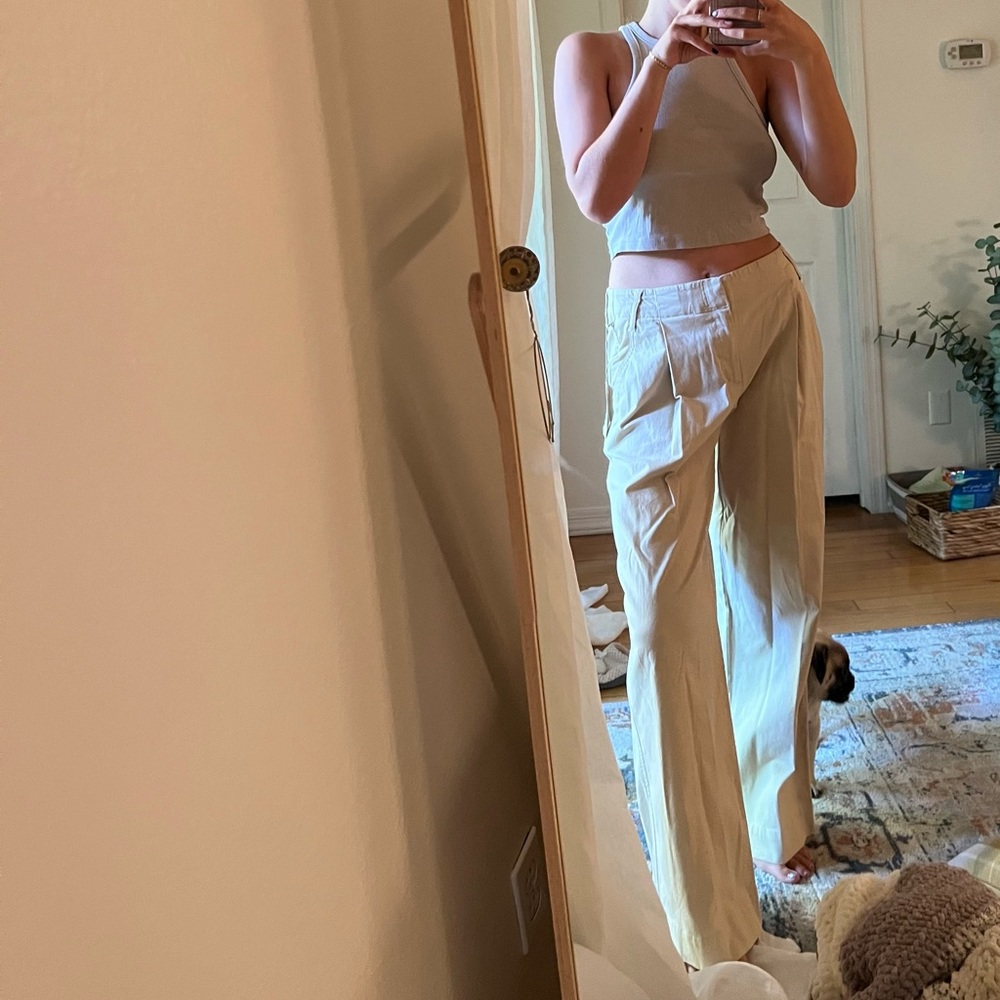 A New Day Wide Leg Khaki Trousers